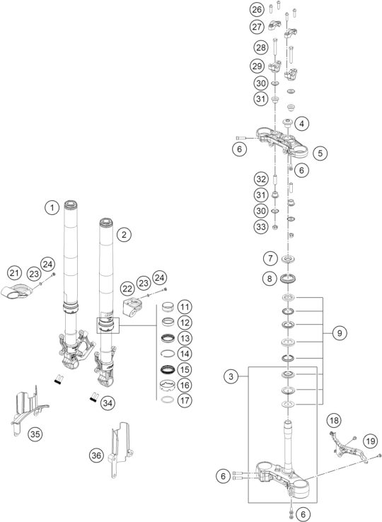 Náhled schématu FRONT FORK, TRIPLE CLAMP