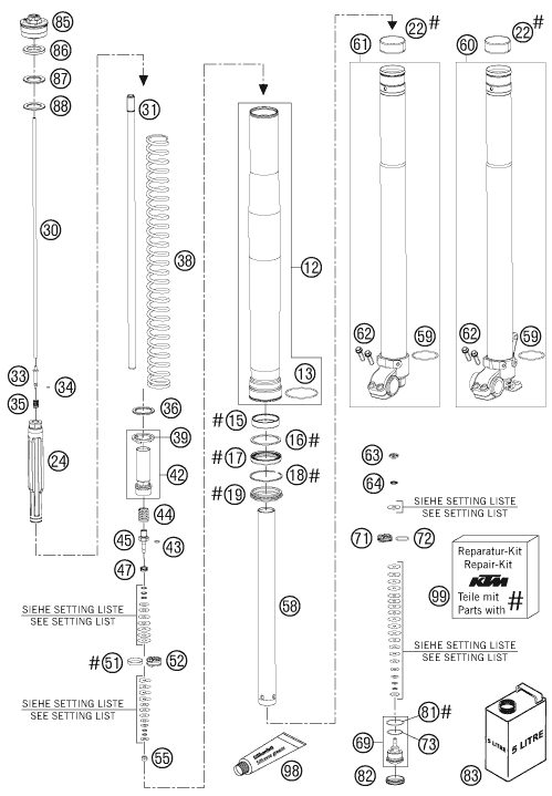 Náhled schématu FRONT FORK DISASSEMBLED