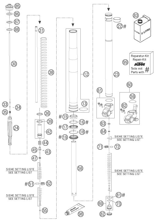 Náhled schématu FRONT FORK DISASSEMBLED
