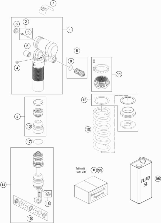 Náhled schématu SHOCK ABSORBER DISASSEMBLED