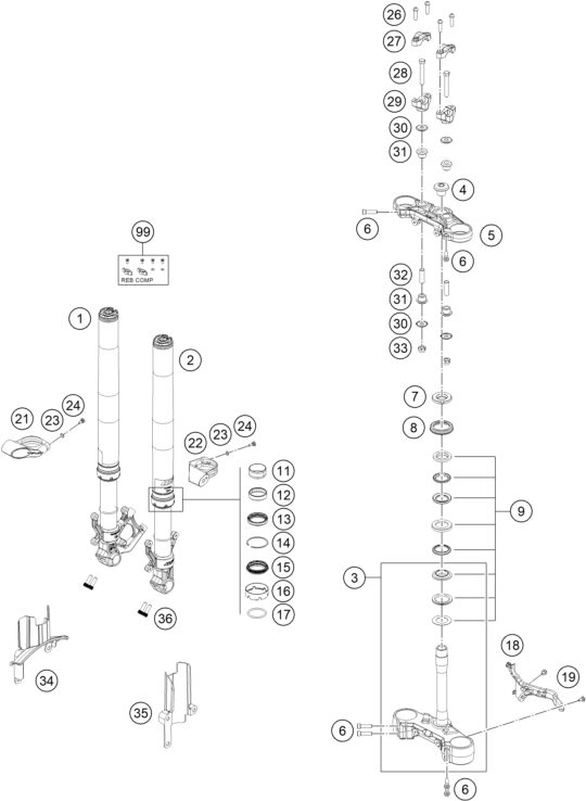 Náhled schématu FRONT FORK, TRIPLE CLAMP
