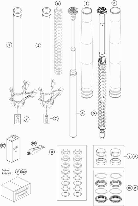 Náhled schématu FRONT FORK DISASSEMBLED