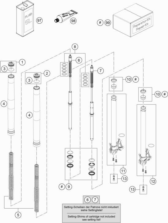 Náhled schématu FRONT FORK DISASSEMBLED