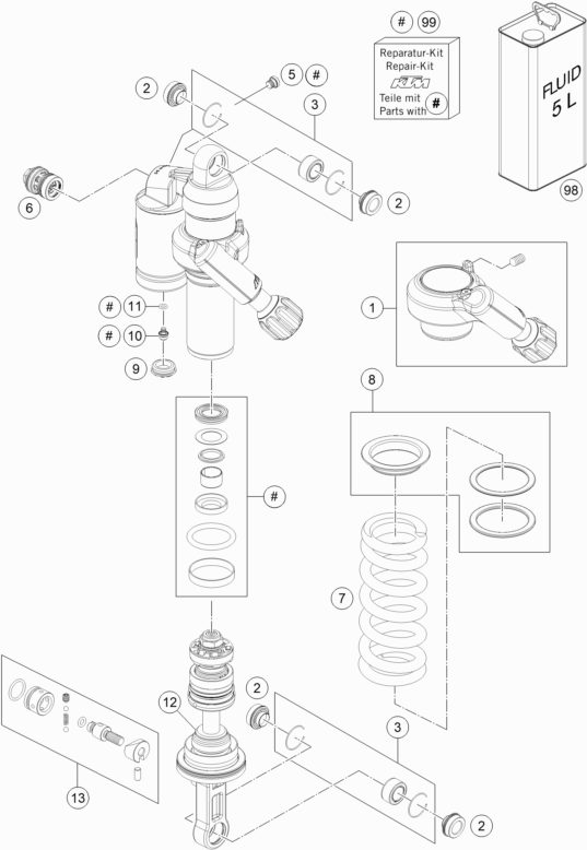 Náhled schématu SHOCK ABSORBER DISASSEMBLED