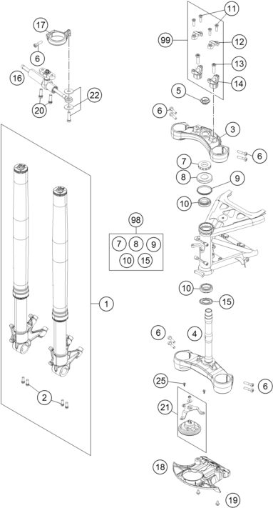 Náhled schématu FRONT FORK, TRIPLE CLAMP