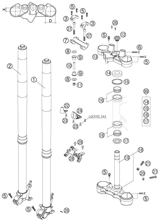 Náhled schématu FRONT FORK, TRIPLE CLAMP