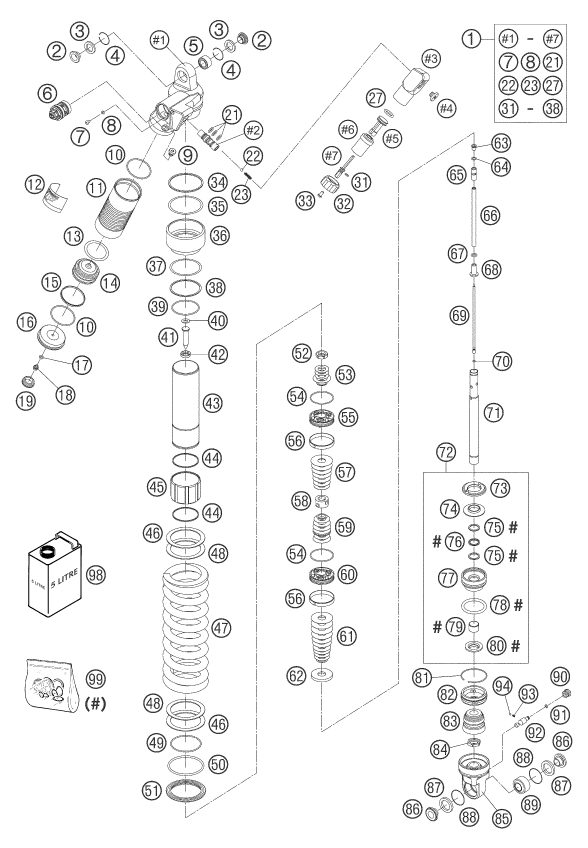 Náhled schématu SHOCK ABSORBER DISASSEMBLED