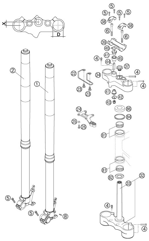 Náhled schématu FRONT FORK, TRIPLE CLAMP