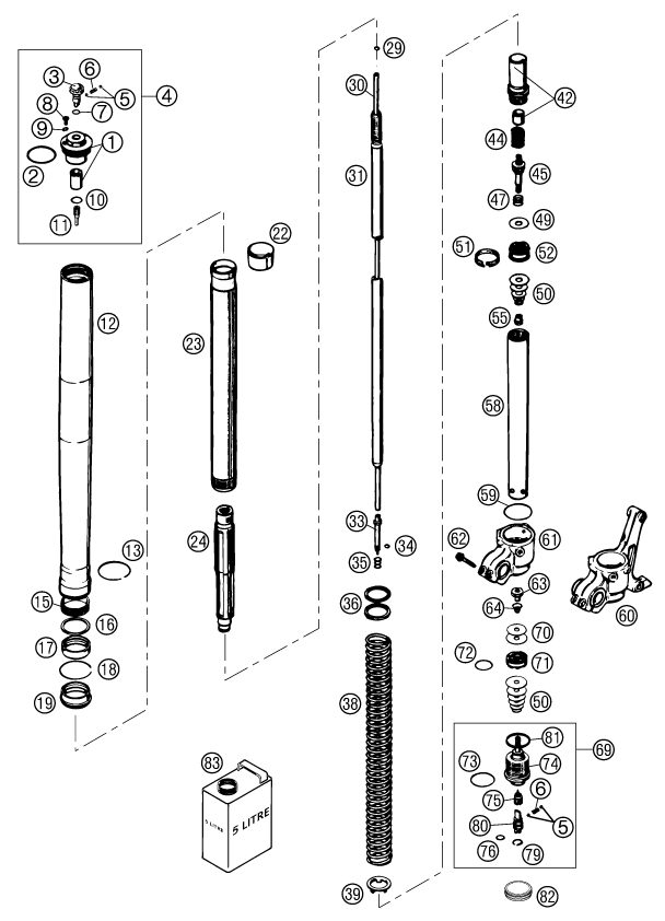 Náhled schématu FRONT FORK DISASSEMBLED