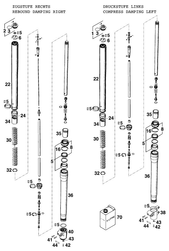 Náhled schématu FRONT FORK DISASSEMBLED