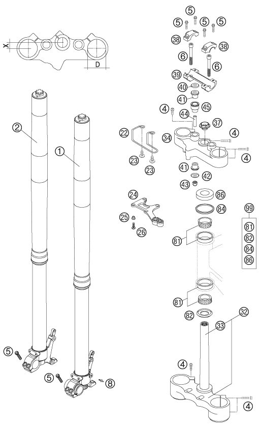 Náhled schématu FRONT FORK, TRIPLE CLAMP