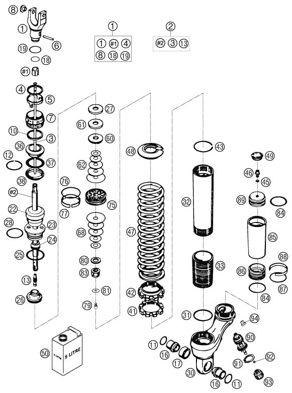 Náhled schématu SHOCK ABSORBER DISASSEMBLED