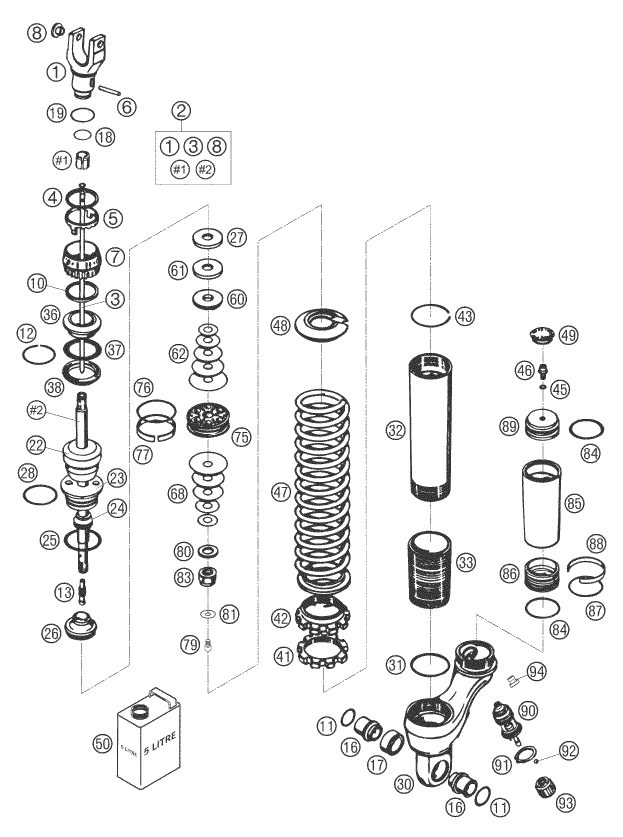 Náhled schématu SHOCK ABSORBER DISASSEMBLED
