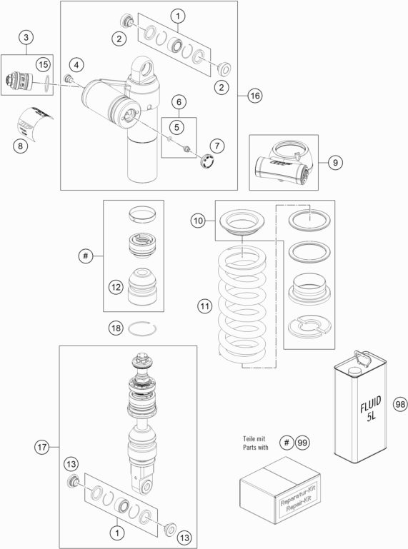 Náhled schématu SHOCK ABSORBER DISASSEMBLED