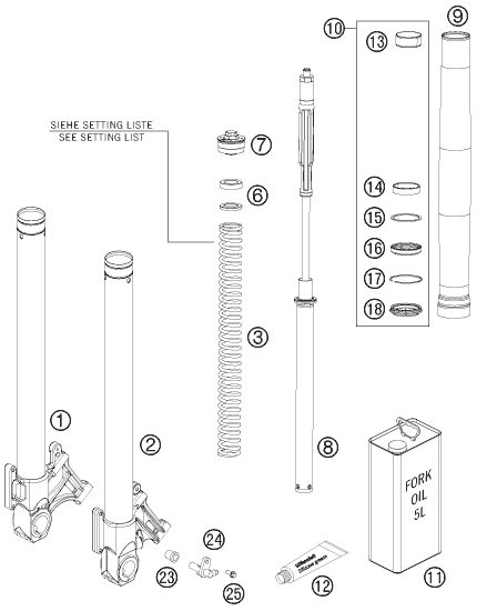 Náhled schématu FRONT FORK DISASSEMBLED