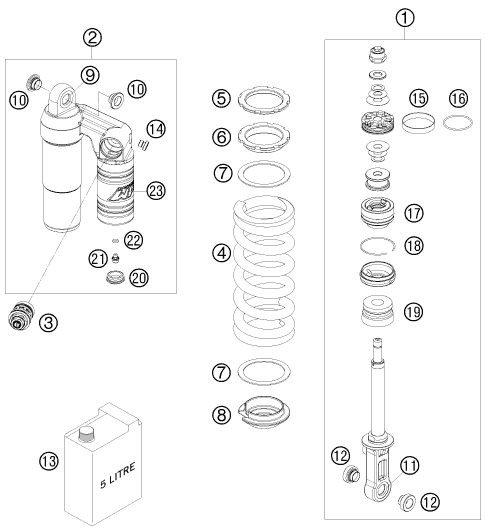 Náhled schématu SHOCK ABSORBER DISASSEMBLED