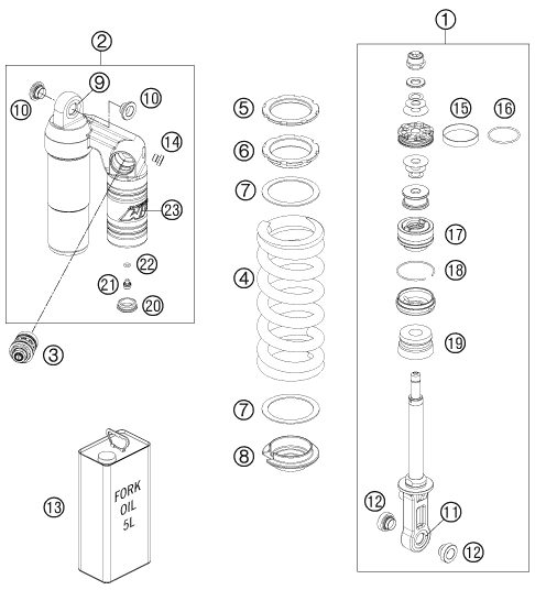 Náhled schématu SHOCK ABSORBER DISASSEMBLED