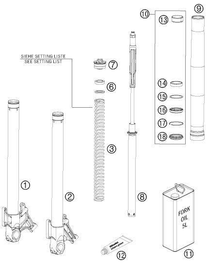 Náhled schématu FRONT FORK DISASSEMBLED