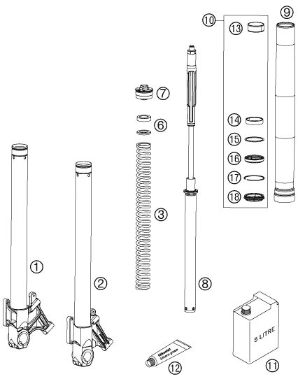 Náhled schématu FRONT FORK DISASSEMBLED