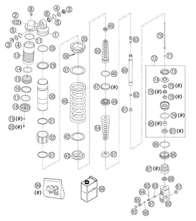 Náhled schématu SHOCK ABSORBER DISASSEMBLED