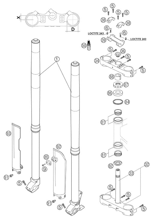 Náhled schématu FRONT FORK, TRIPLE CLAMP