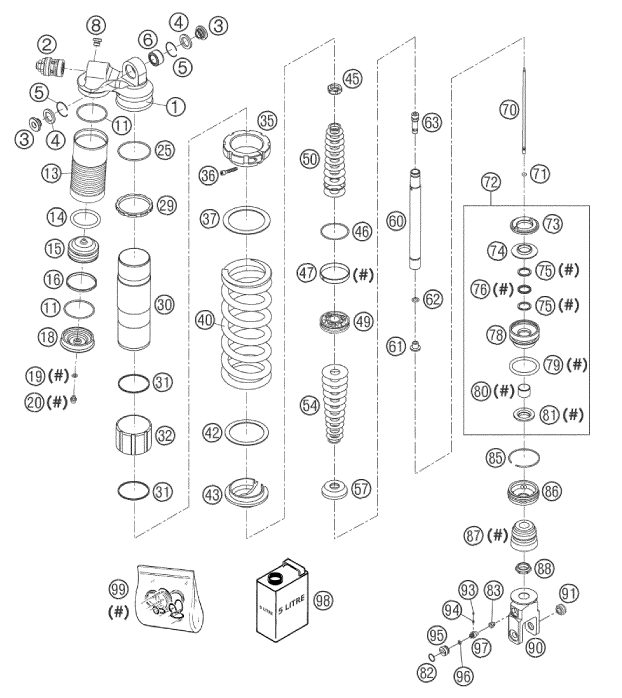 Náhled schématu SHOCK ABSORBER DISASSEMBLED