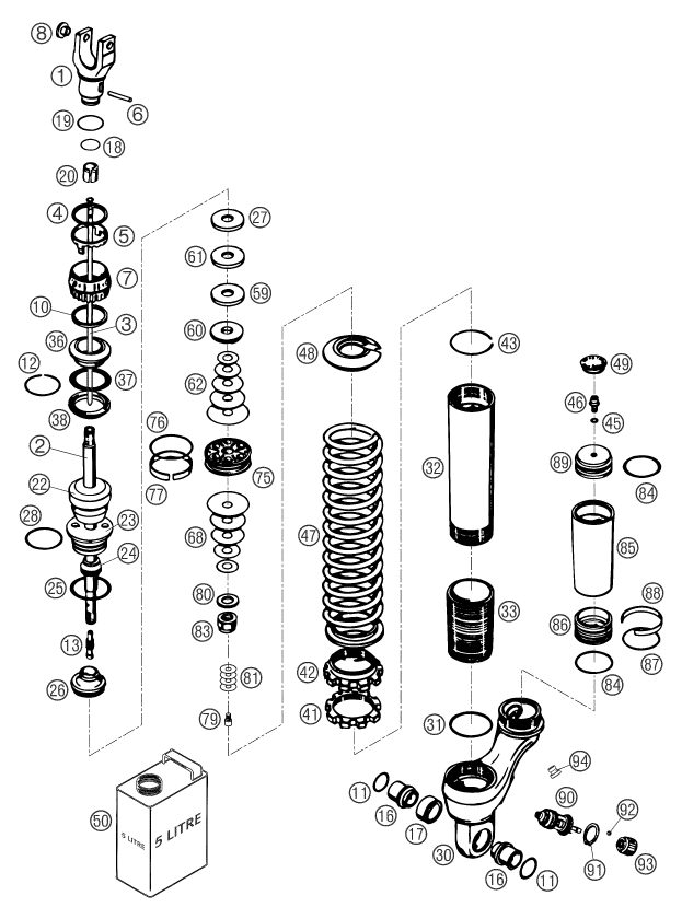 Náhled schématu SHOCK ABSORBER DISASSEMBLED