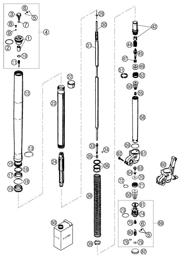 Náhled schématu FRONT FORK DISASSEMBLED
