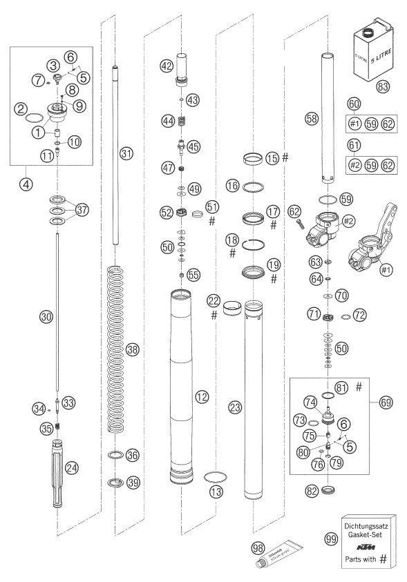 Náhled schématu FRONT FORK DISASSEMBLED