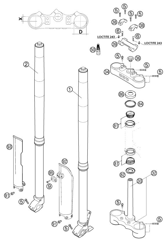 Náhled schématu FRONT FORK, TRIPLE CLAMP