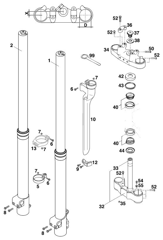 Náhled schématu FRONT FORK, TRIPLE CLAMP