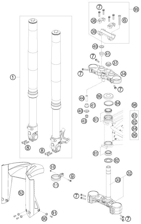 Náhled schématu FRONT FORK, TRIPLE CLAMP