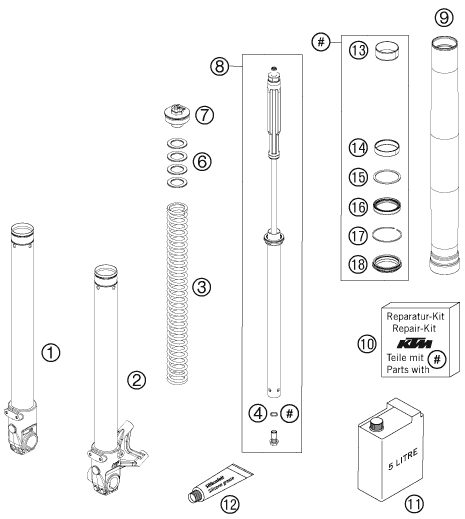 Náhled schématu FRONT FORK DISASSEMBLED