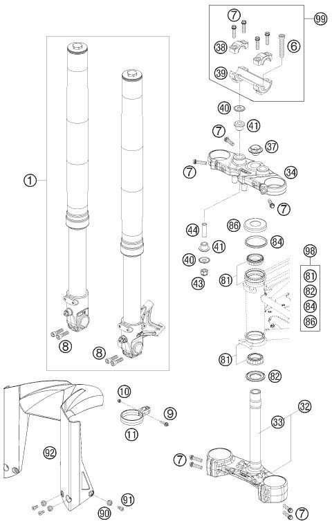 Náhled schématu FRONT FORK, TRIPLE CLAMP