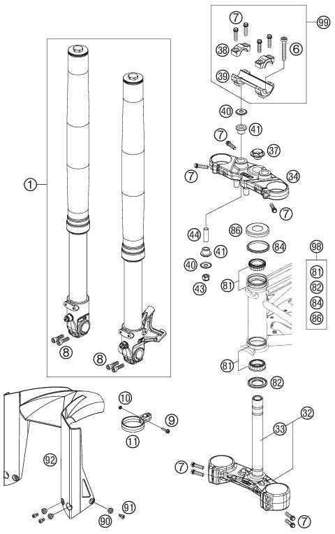 Náhled schématu FRONT FORK, TRIPLE CLAMP