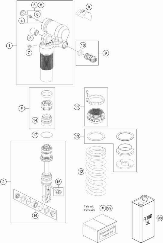 Náhled schématu SHOCK ABSORBER DISASSEMBLED