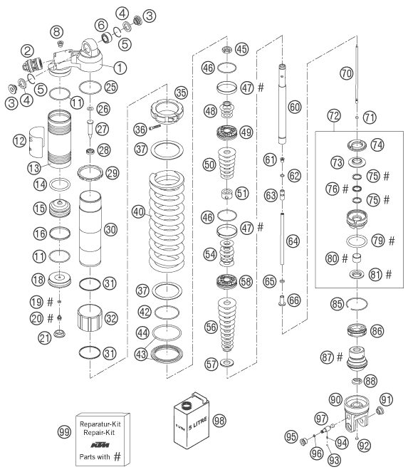 Náhled schématu SHOCK ABSORBER DISASSEMBLED