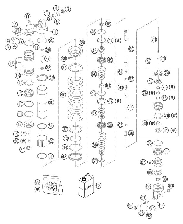Náhled schématu SHOCK ABSORBER DISASSEMBLED