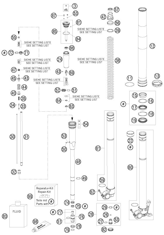 Náhled schématu FRONT FORK DISASSEMBLED