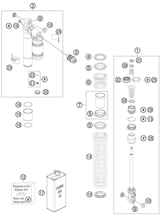 Náhled schématu SHOCK ABSORBER DISASSEMBLED
