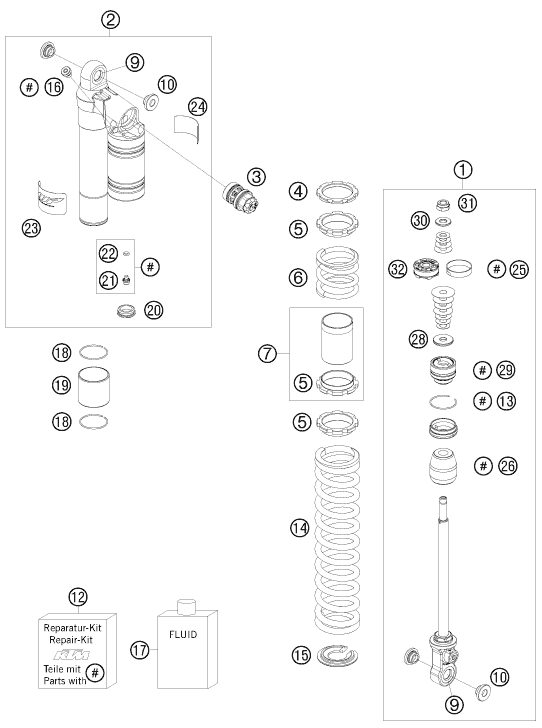 Náhled schématu SHOCK ABSORBER DISASSEMBLED