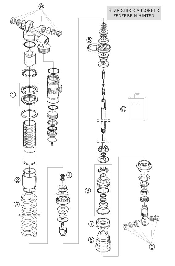Náhled schématu SHOCK ABSORBER DISASSEMBLED