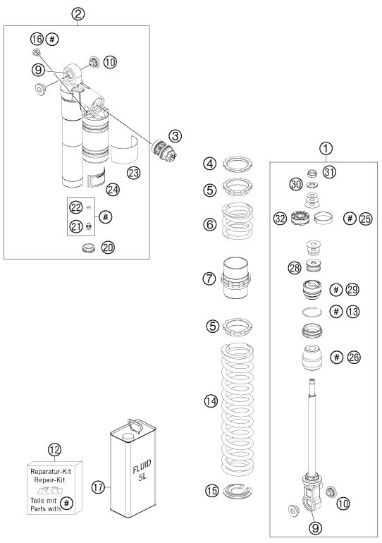 Náhled schématu SHOCK ABSORBER DISASSEMBLED