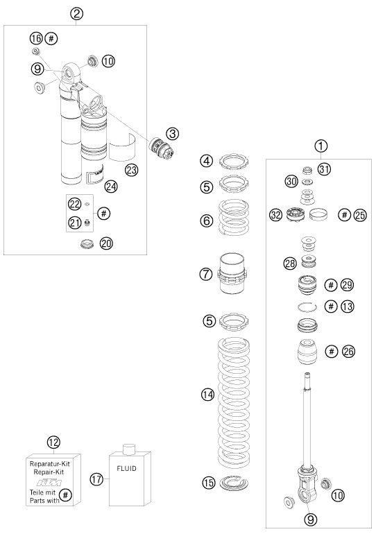 Náhled schématu SHOCK ABSORBER DISASSEMBLED
