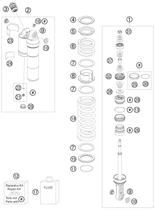 Náhled schématu SHOCK ABSORBER DISASSEMBLED