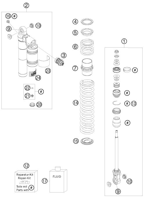 Náhled schématu SHOCK ABSORBER DISASSEMBLED