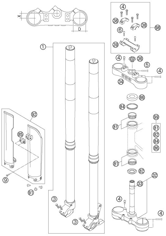 Náhled schématu FRONT FORK, TRIPLE CLAMP