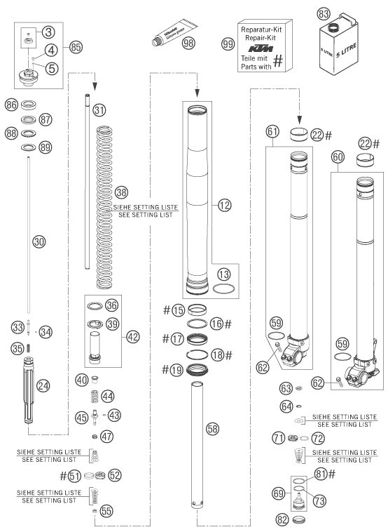 Náhled schématu FRONT FORK DISASSEMBLED