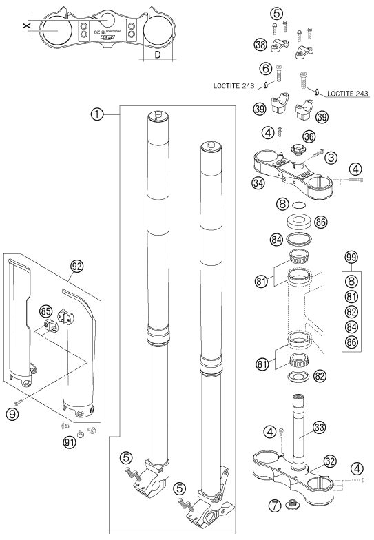 Náhled schématu FRONT FORK, TRIPLE CLAMP