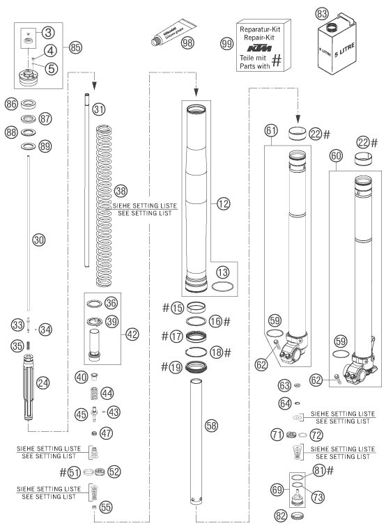 Náhled schématu FRONT FORK DISASSEMBLED